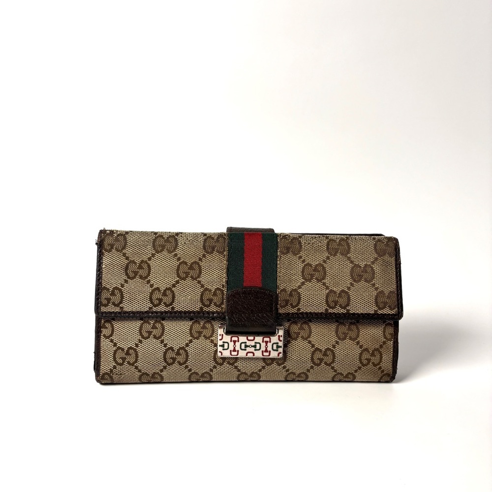 Vintage Gucci GG Monogram Clutch – Beige Canvas Logo Pouch